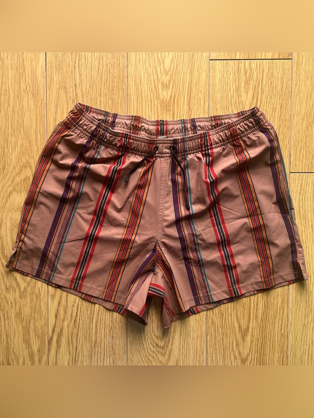 Charlie by Matthew Zink Men's Swim Trunks in brown with multicolor stripes